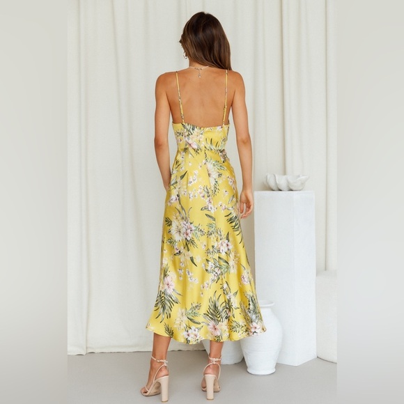 HELLO MOLLY Yellow Flora Print In The Sun Midi Dress, Size M - Picture 3 of 11